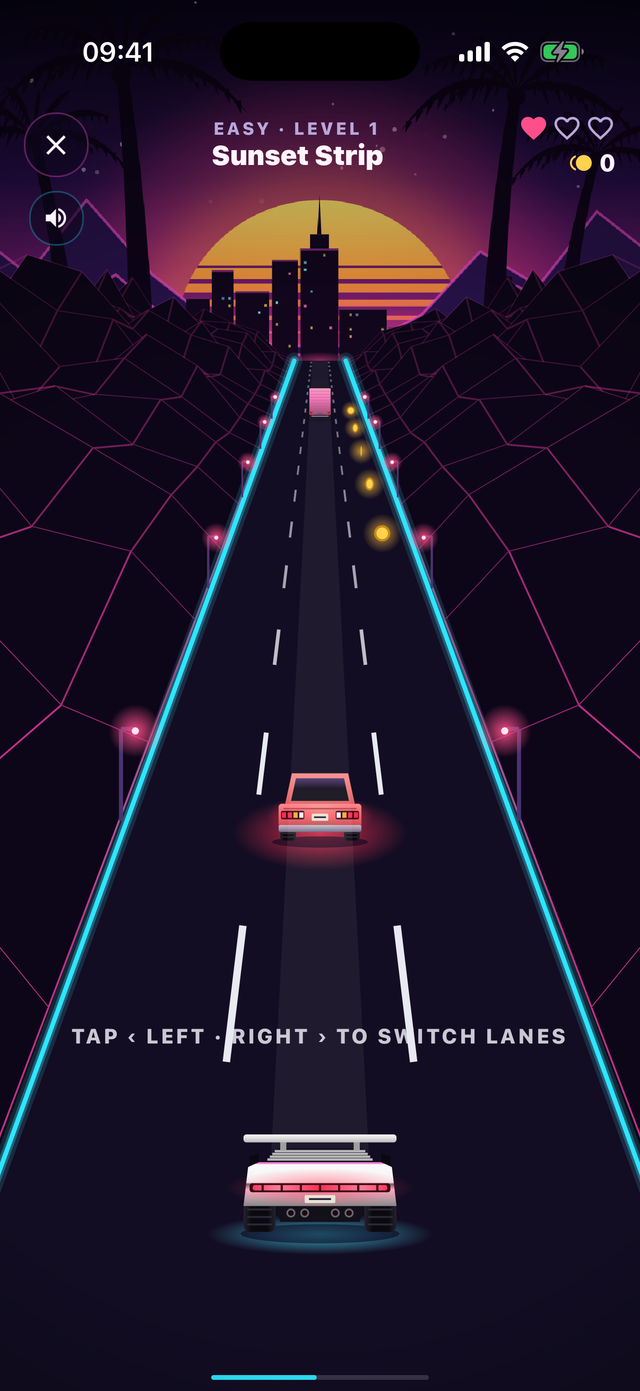 RetroDrive, a synthwave lane race